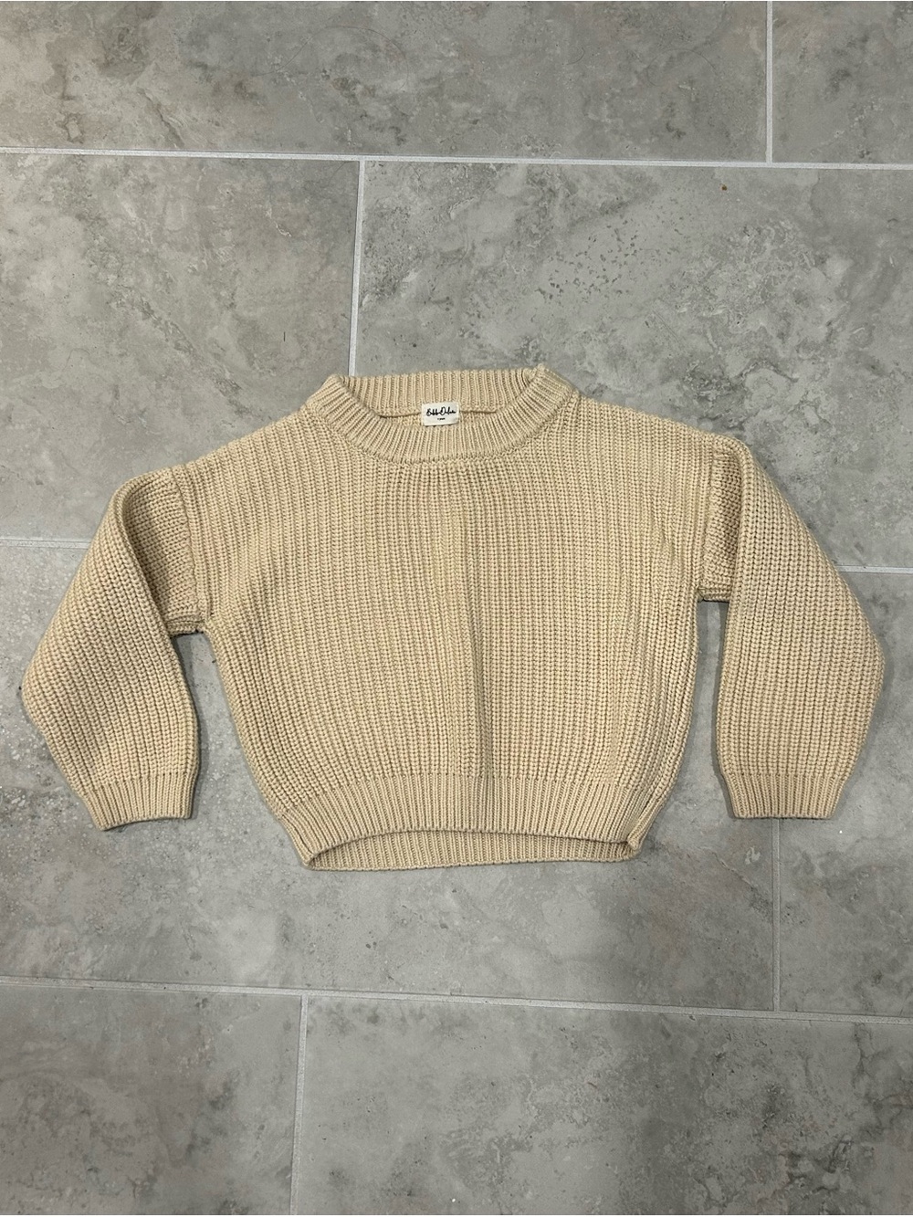 Toddler Bubba Deluxe Beige Ribbed Chunky Sweater